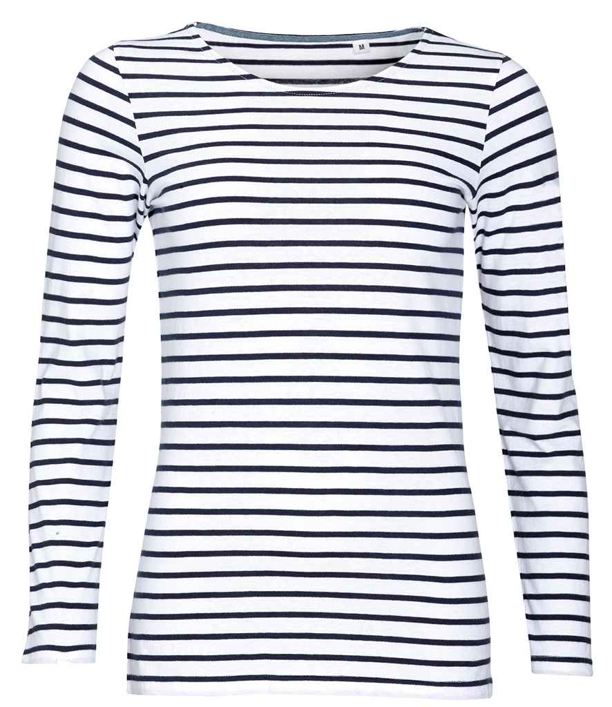 SOLS Lds Marine L/S Striped T
