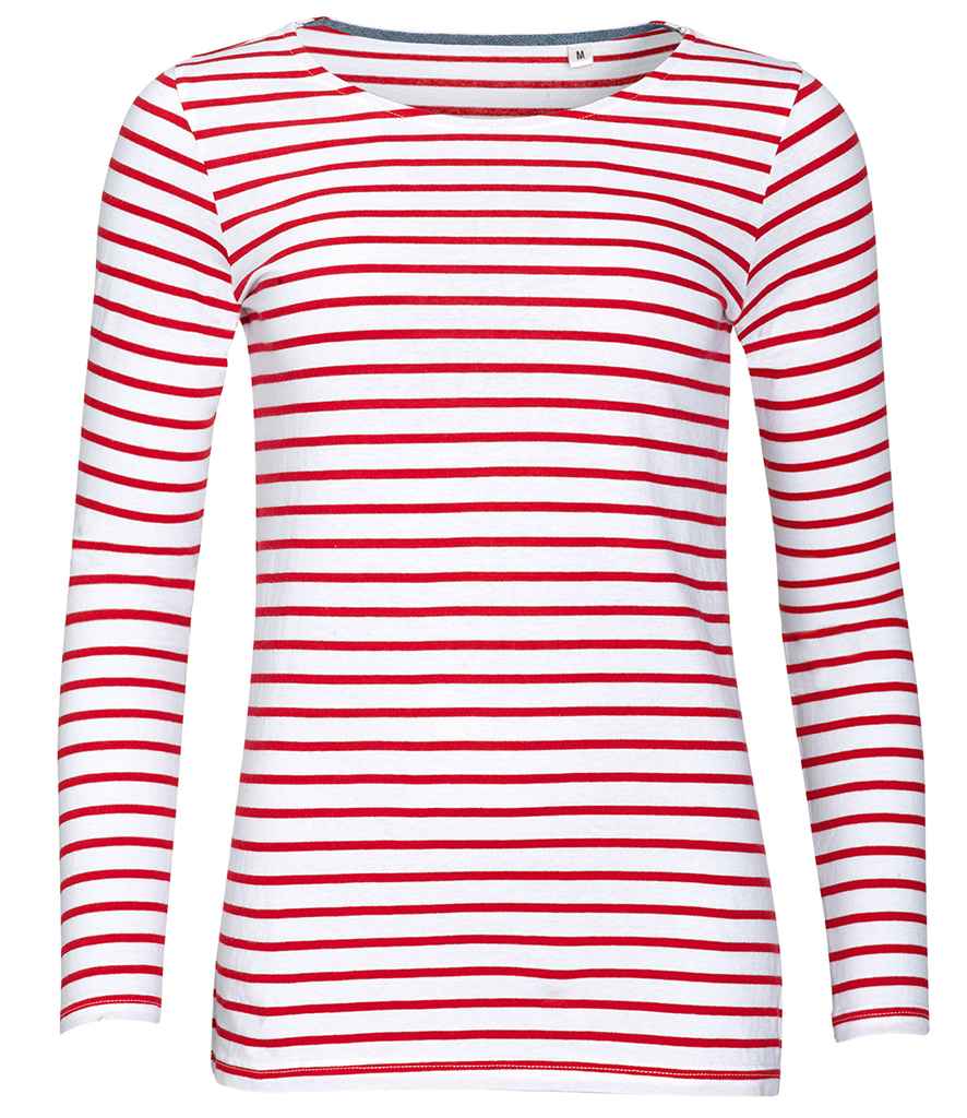 SOLS Lds Marine L/S Striped T