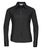 Russ. Ath. Coll. Lds L/S Poly Cot. Poplin Sht
