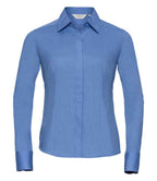Russ. Ath. Coll. Lds L/S Poly Cot. Poplin Sht