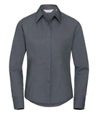 Russ. Ath. Coll. Lds L/S Poly Cot. Poplin Sht