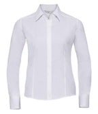 Russ. Ath. Coll. Lds L/S Poly Cot. Poplin Sht