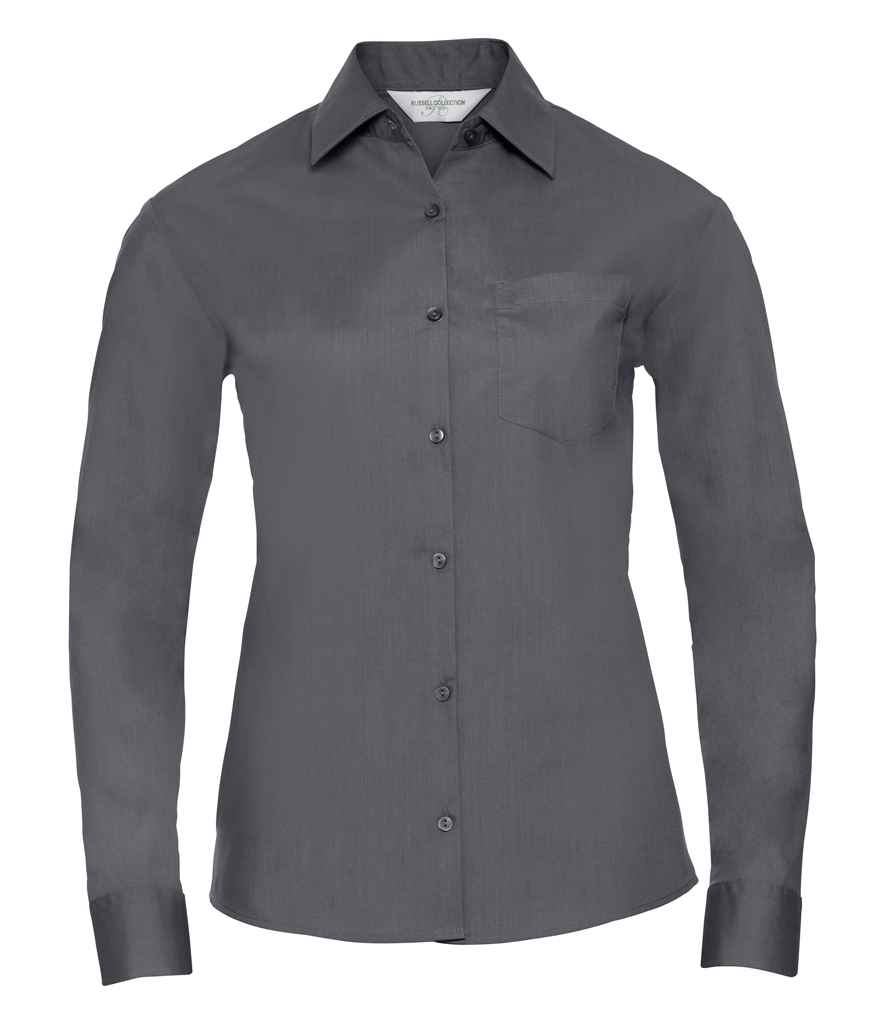 Russ. Ath. Coll. Lds Poplin L/S Shirt