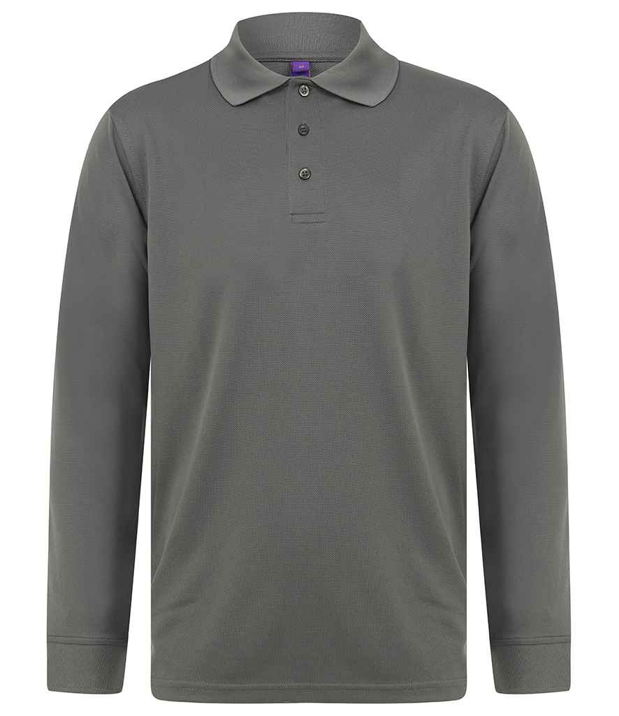 Henbury Unisex L/S Coolplus Polo