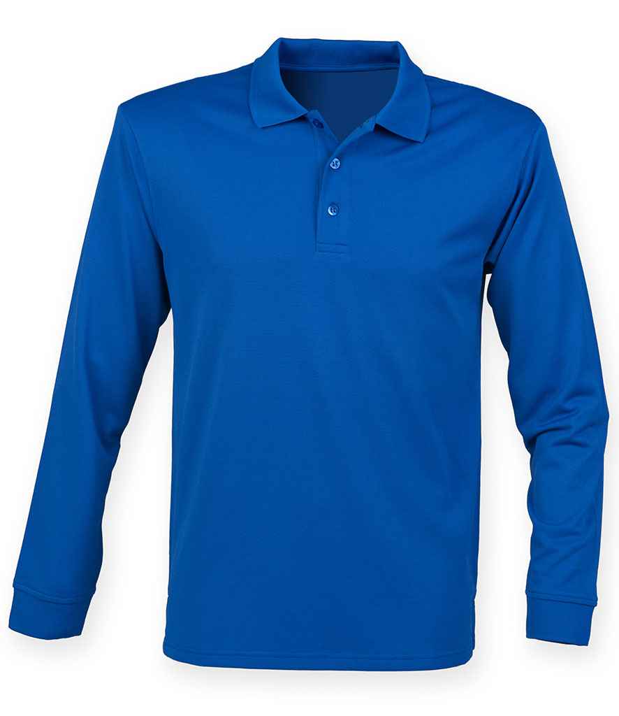 Henbury Unisex L/S Coolplus Polo