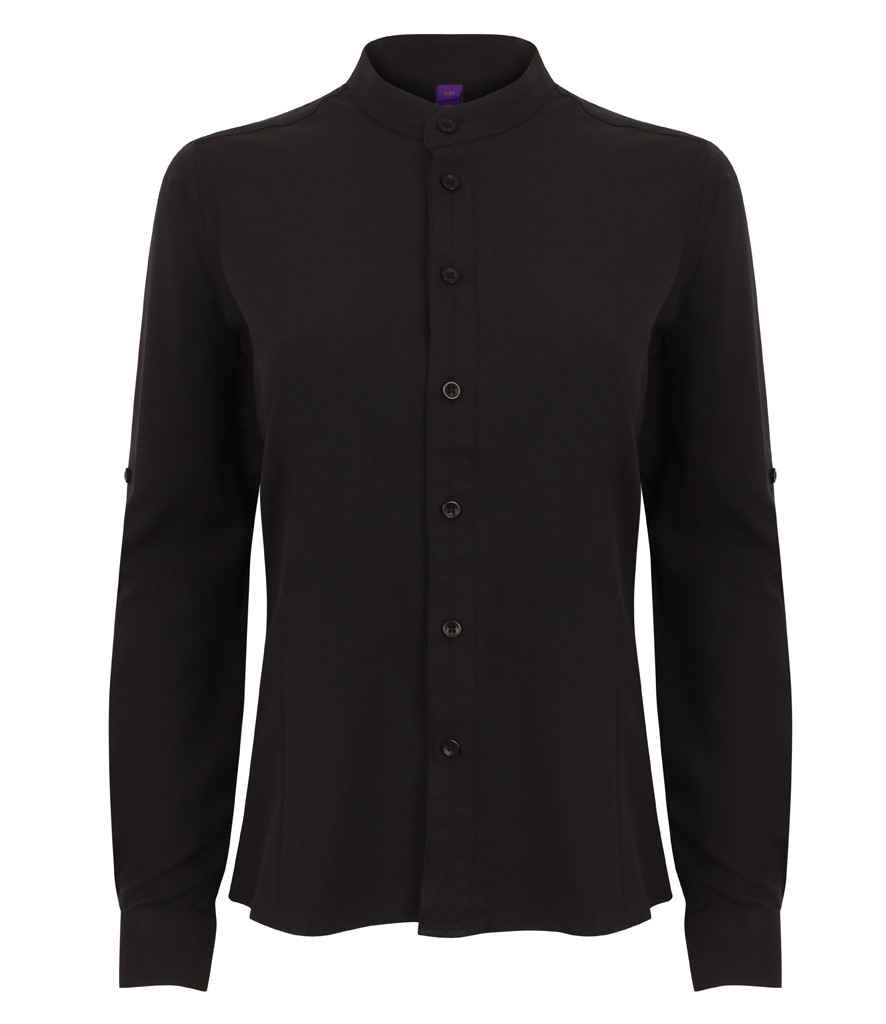 Henbury Lds Mand. Roll Slve Shirt