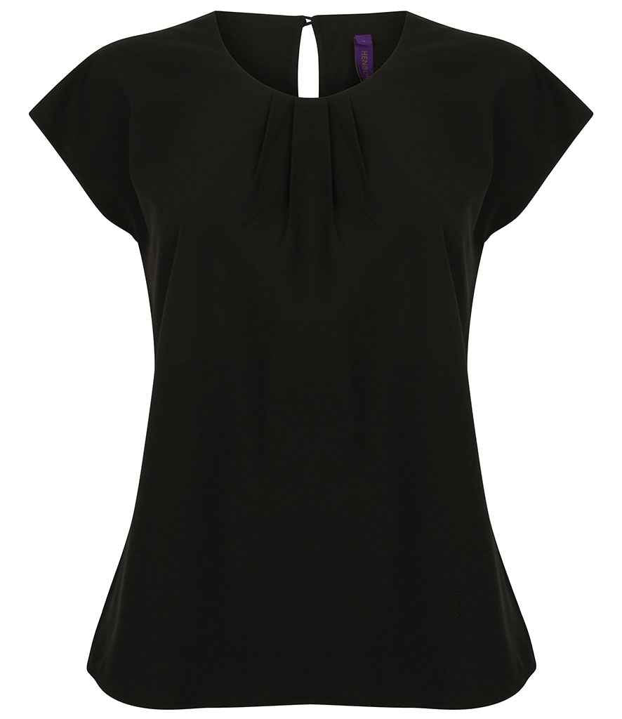 Henbury Lds Pleat Front S/S Blouse