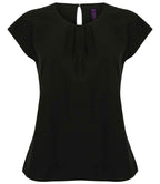 Henbury Lds Pleat Front S/S Blouse