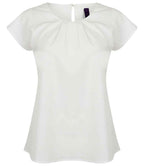 Henbury Lds Pleat Front S/S Blouse