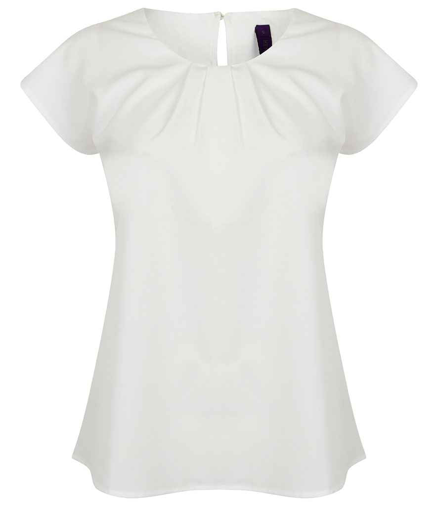 Henbury Lds Pleat Front S/S Blouse