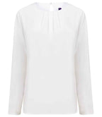 Henbury Lds Pleat Front L/S Blouse