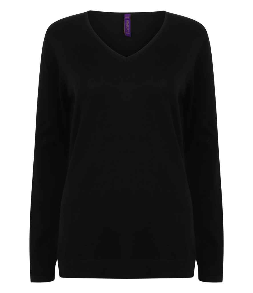 Henbury Lds 12g V Nk Sweater