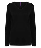 Henbury Lds 12g V Nk Sweater
