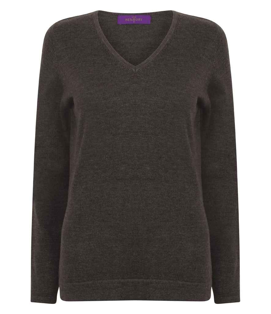 Henbury Lds 12g V Nk Sweater