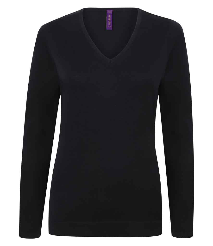 Henbury Lds 12g V Nk Sweater