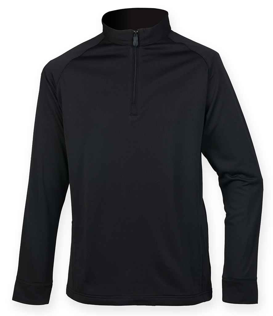 Henbury Zip Nk Top Wicking Finish