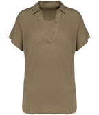 Spasso Ladies Linen Polo Shirt