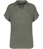 Spasso Ladies Linen Polo Shirt
