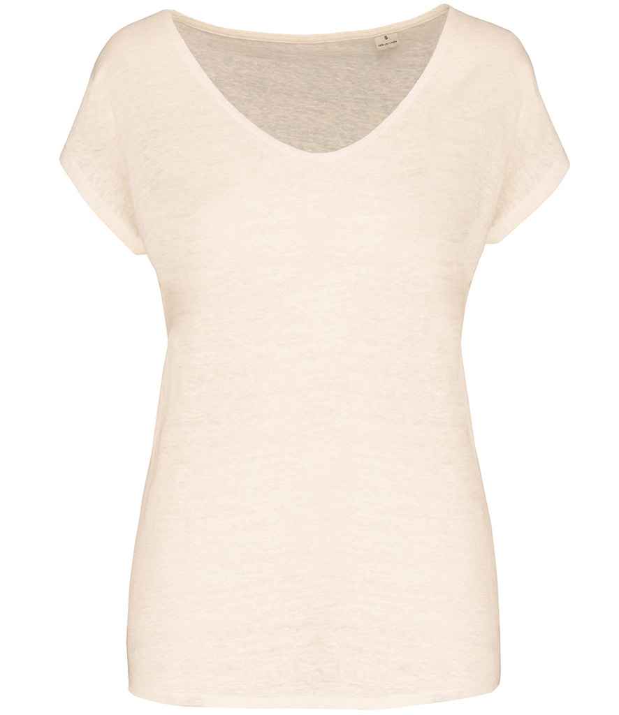 Spasso Ladies V Neck Linen T