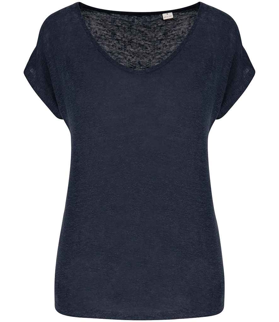 Spasso Ladies V Neck Linen T