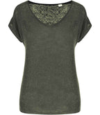 Spasso Ladies V Neck Linen T