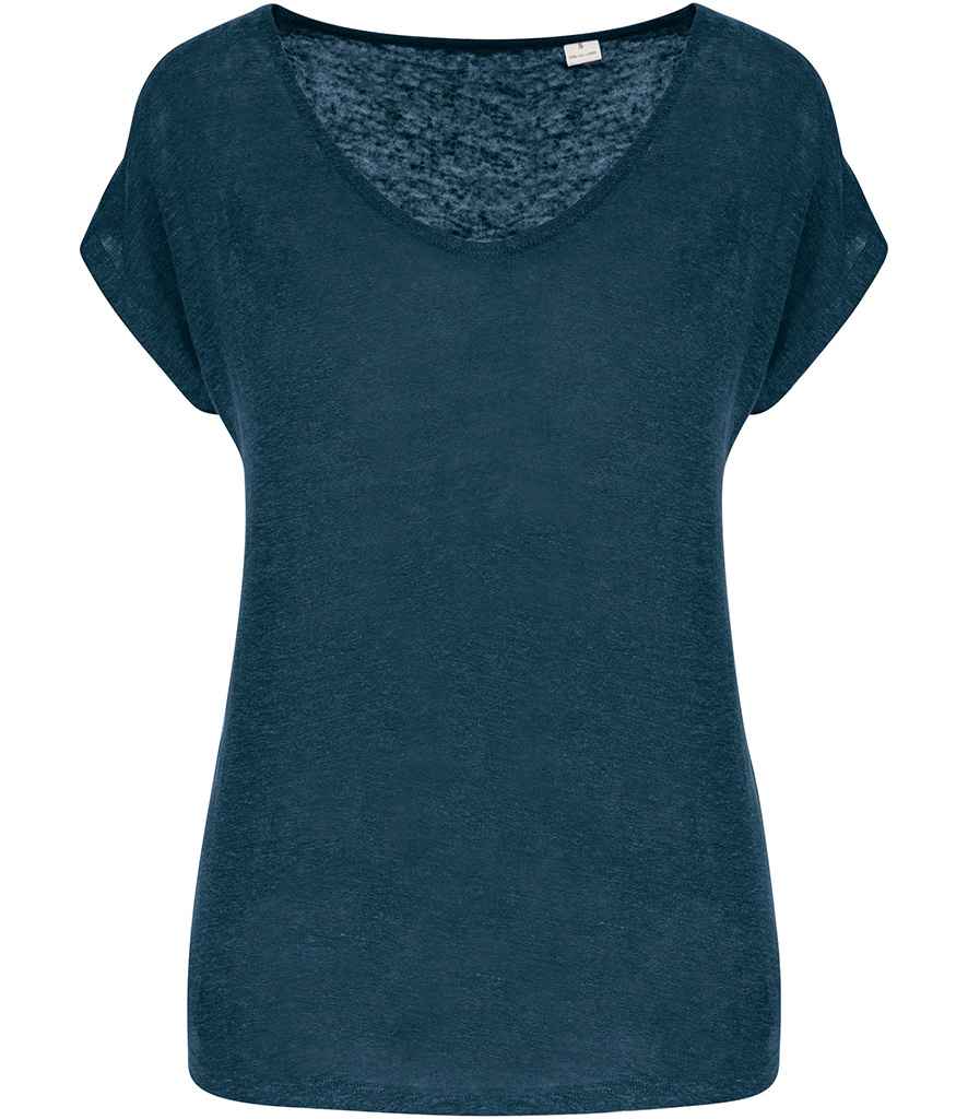Spasso Ladies V Neck Linen T