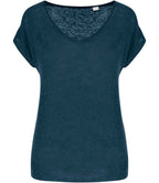 Spasso Ladies V Neck Linen T
