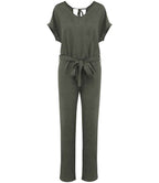 Spasso Lds. Eco-Friendly Linen Knit S/S Jumpsuit